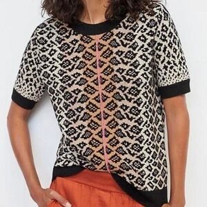 Anthropologie Maeve Ellinor Textured Knit in Leopard Print